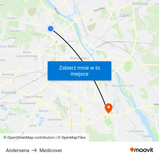 Andersena to Medicover map