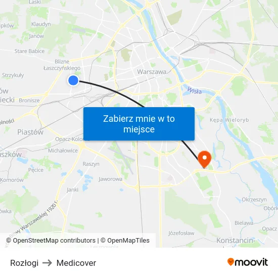 Rozłogi to Medicover map