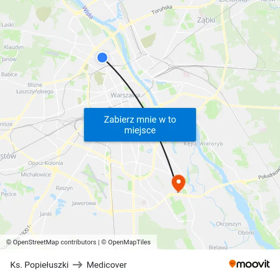 Ks. Popiełuszki to Medicover map