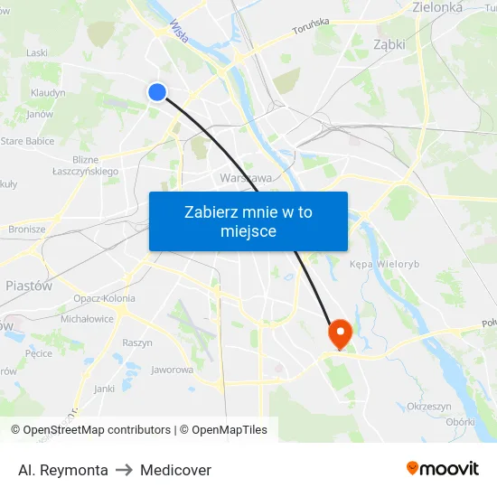 Al. Reymonta to Medicover map