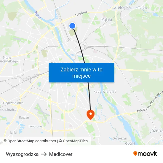 Wyszogrodzka to Medicover map
