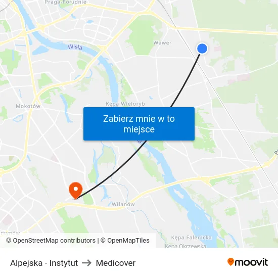Alpejska - Instytut to Medicover map