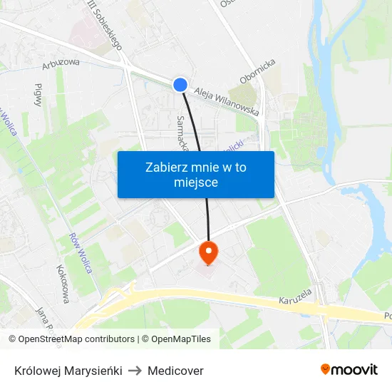 Królowej Marysieńki to Medicover map