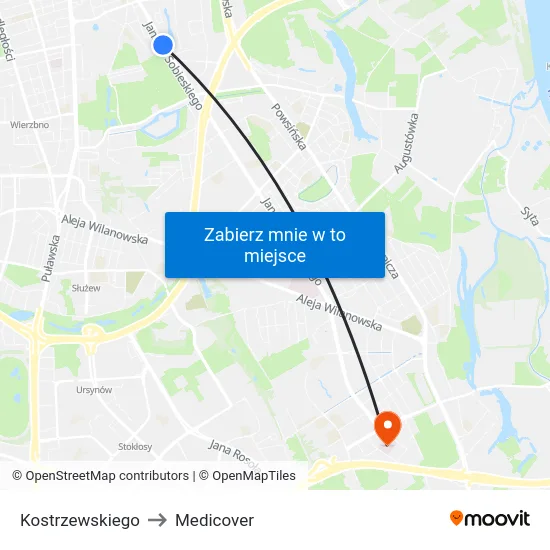 Kostrzewskiego to Medicover map