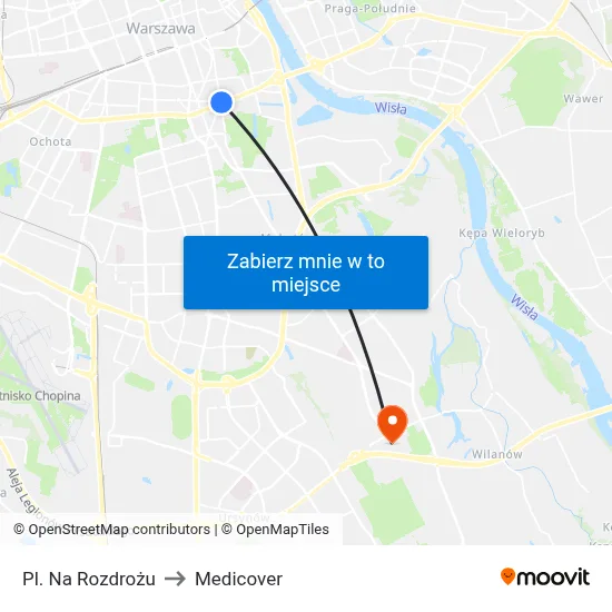 Pl. Na Rozdrożu to Medicover map