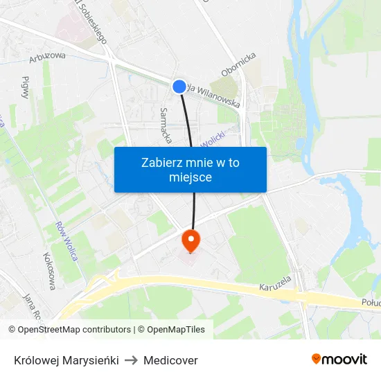 Królowej Marysieńki to Medicover map