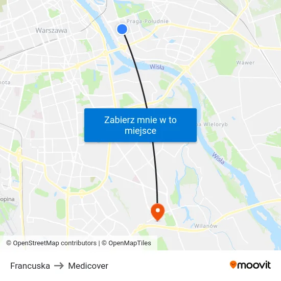 Francuska to Medicover map