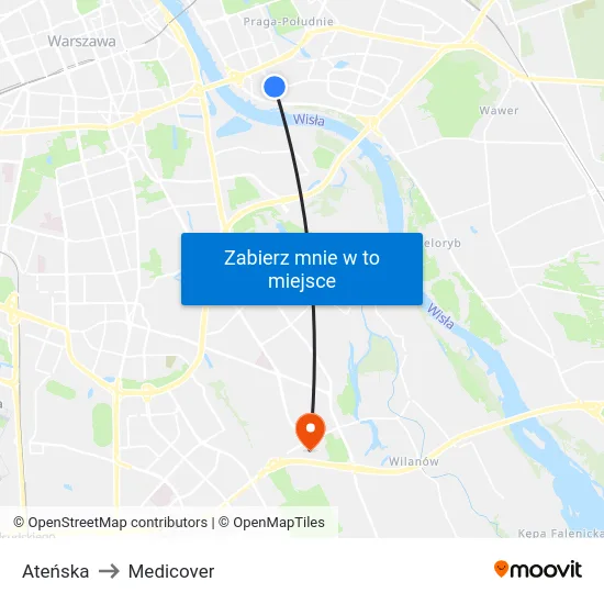 Ateńska to Medicover map