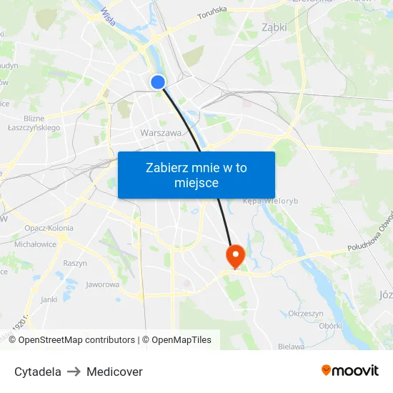 Cytadela to Medicover map