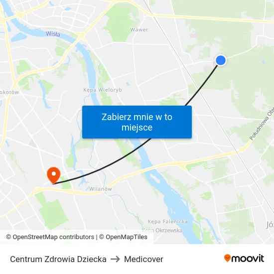 Centrum Zdrowia Dziecka to Medicover map