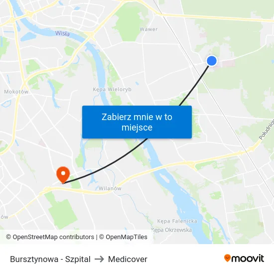 Bursztynowa - Szpital to Medicover map