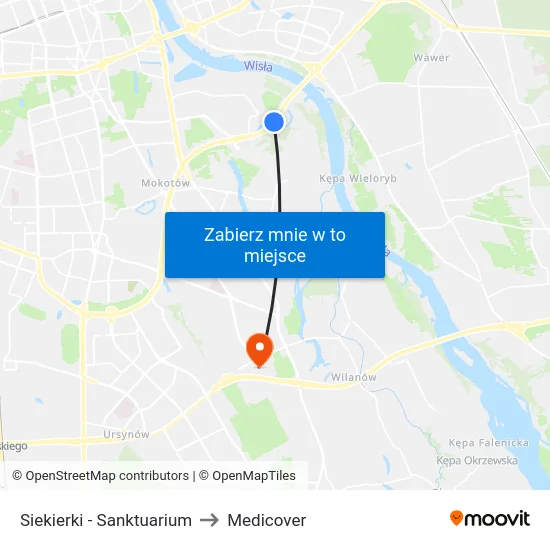 Siekierki - Sanktuarium to Medicover map