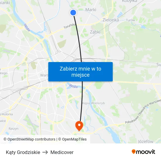Kąty Grodziskie to Medicover map