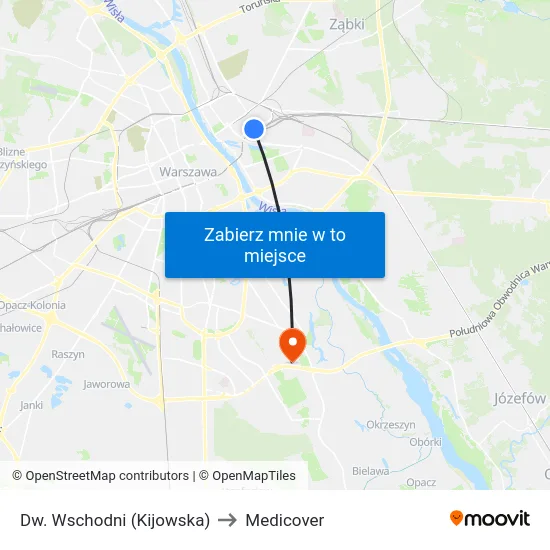 Dw. Wschodni (Kijowska) to Medicover map