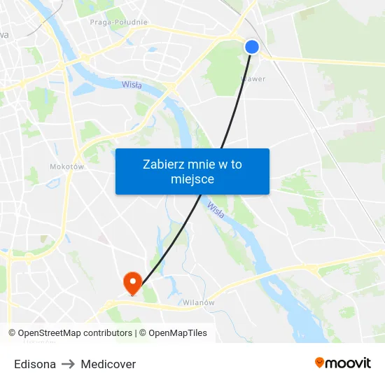 Edisona to Medicover map