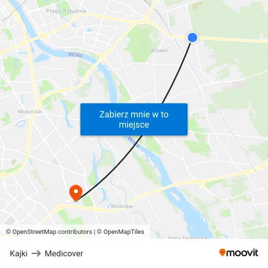 Kajki to Medicover map