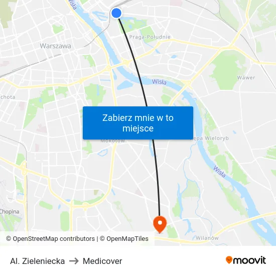 Al. Zieleniecka to Medicover map
