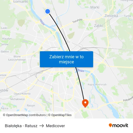 Białołęka - Ratusz to Medicover map