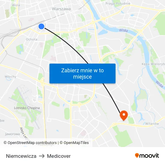 Niemcewicza to Medicover map