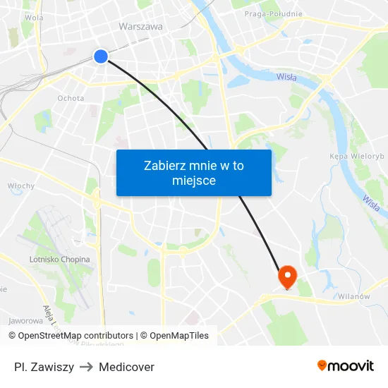 Pl. Zawiszy to Medicover map