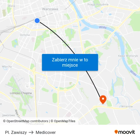 Pl. Zawiszy to Medicover map