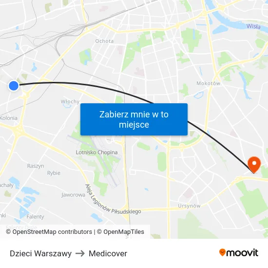Dzieci Warszawy to Medicover map