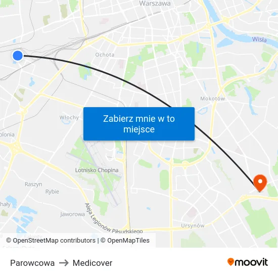 Parowcowa to Medicover map