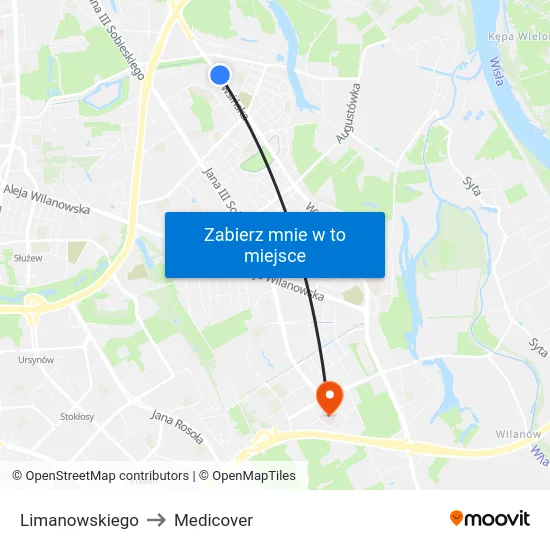 Limanowskiego to Medicover map