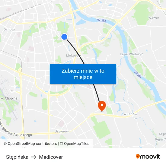 Stępińska to Medicover map