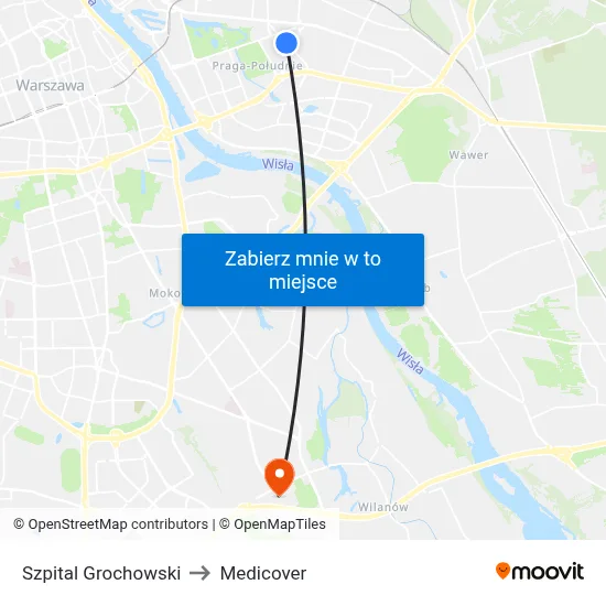 Szpital Grochowski to Medicover map