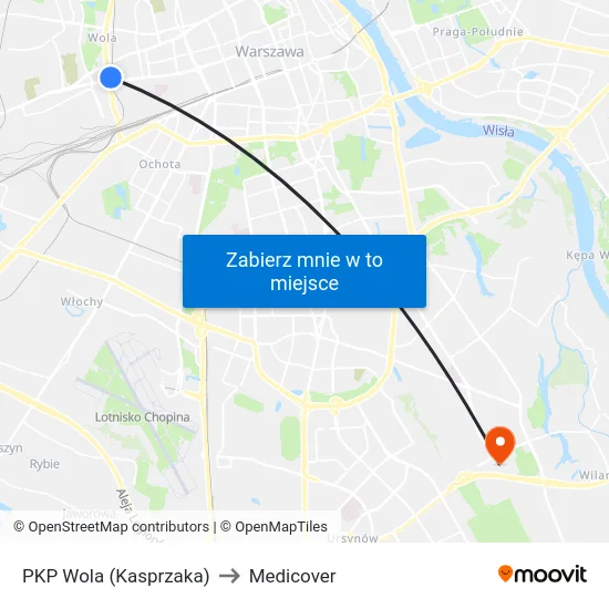 PKP Wola (Kasprzaka) to Medicover map