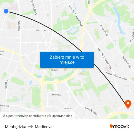Miłobędzka to Medicover map