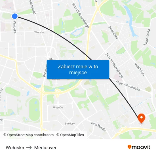 Wołoska to Medicover map