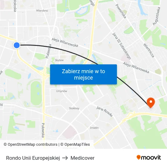 Rondo Unii Europejskiej to Medicover map