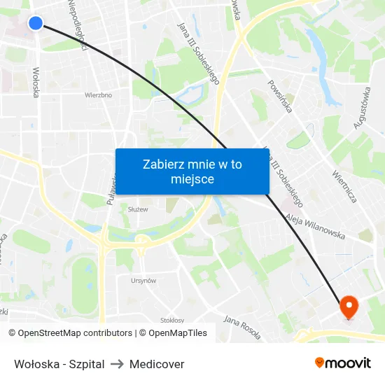 Wołoska - Szpital to Medicover map