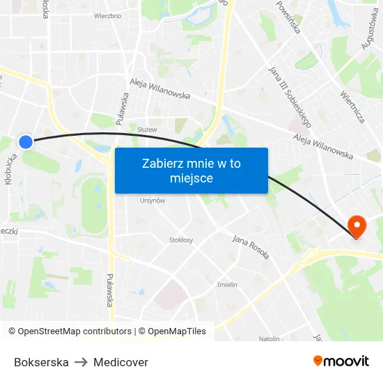 Bokserska to Medicover map