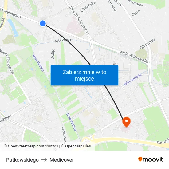 Patkowskiego to Medicover map