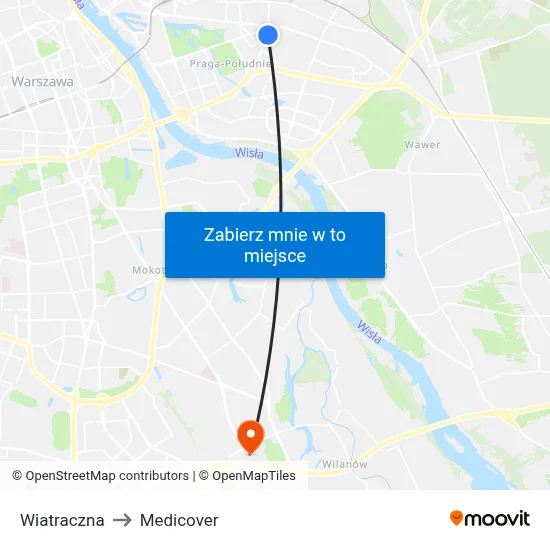 Wiatraczna to Medicover map