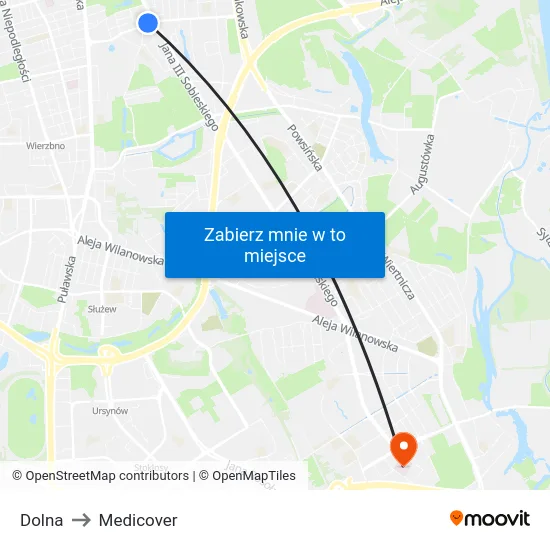 Dolna to Medicover map