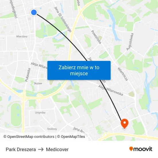 Park Dreszera to Medicover map