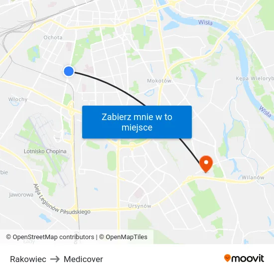 Rakowiec to Medicover map