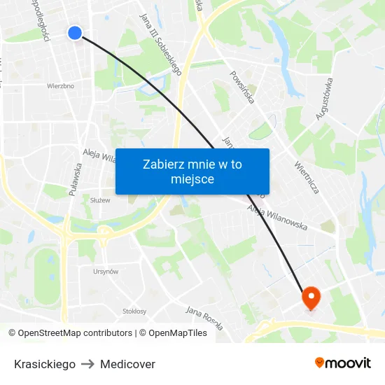 Krasickiego to Medicover map