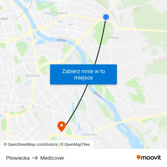 Płowiecka to Medicover map
