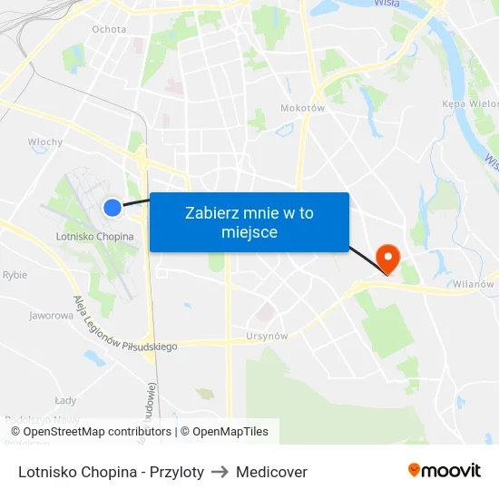 Lotnisko Chopina - Przyloty to Medicover map
