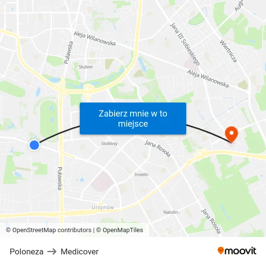 Poloneza to Medicover map
