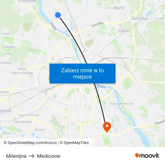 Milenijna to Medicover map