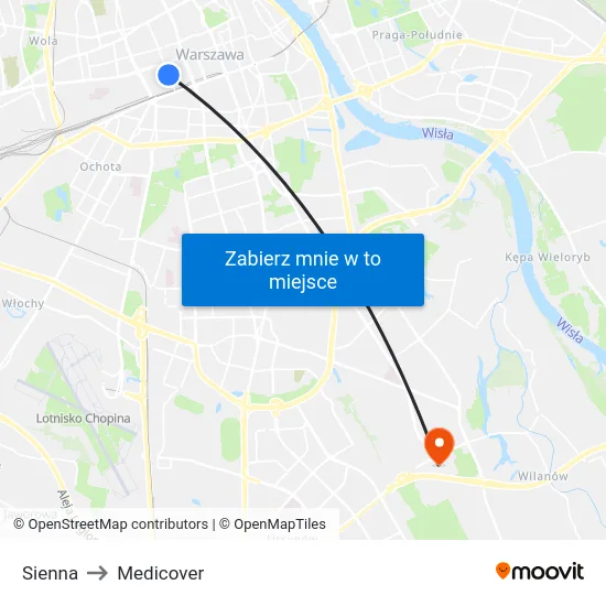 Sienna to Medicover map