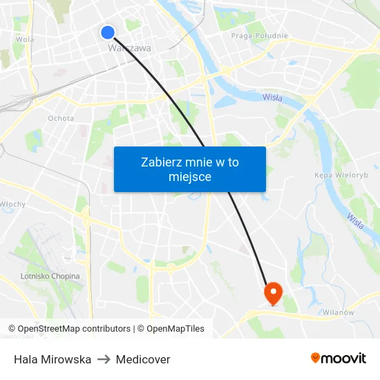 Hala Mirowska to Medicover map