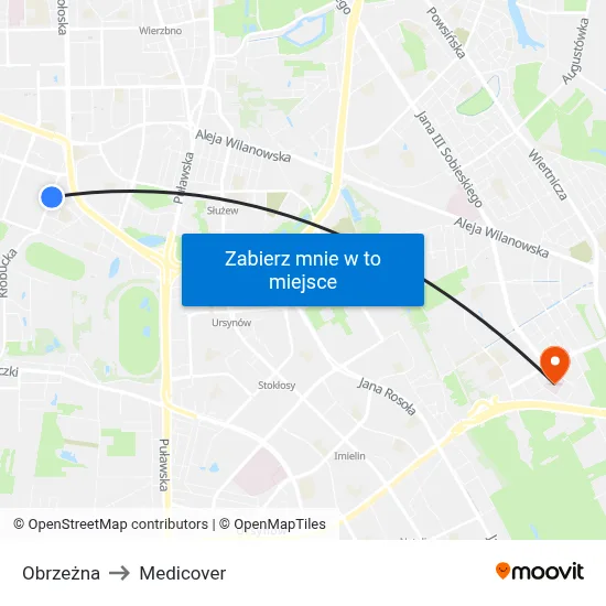 Obrzeżna to Medicover map