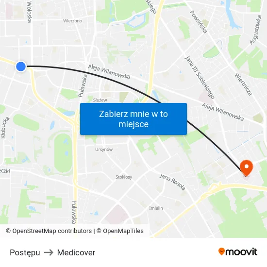 Postępu to Medicover map
